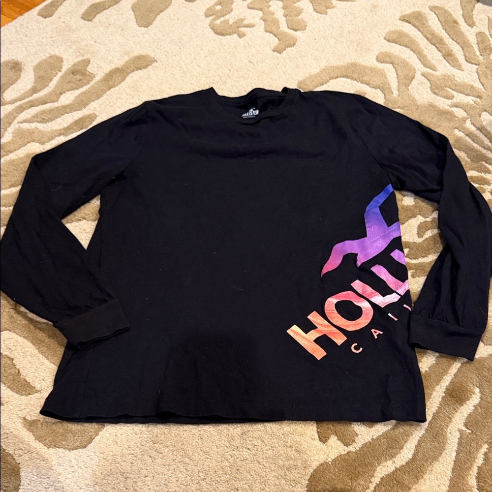 Hollister men’s Black Long Sleeve Shirt with Colorful Graphic